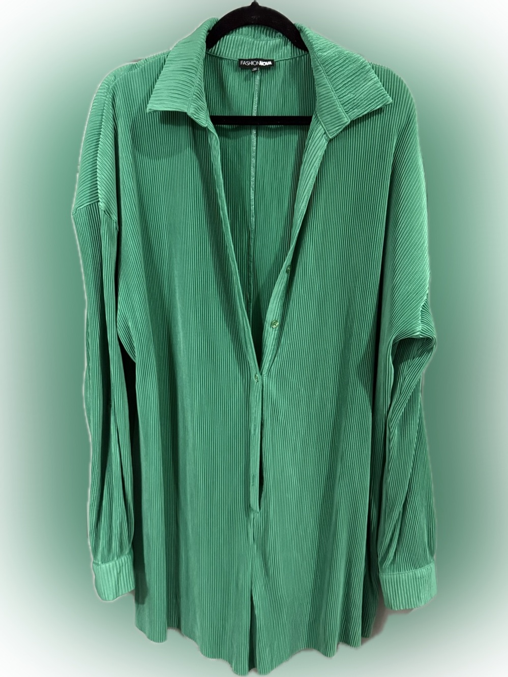 Fashion Nova Pleated Button-Down One-Piece
